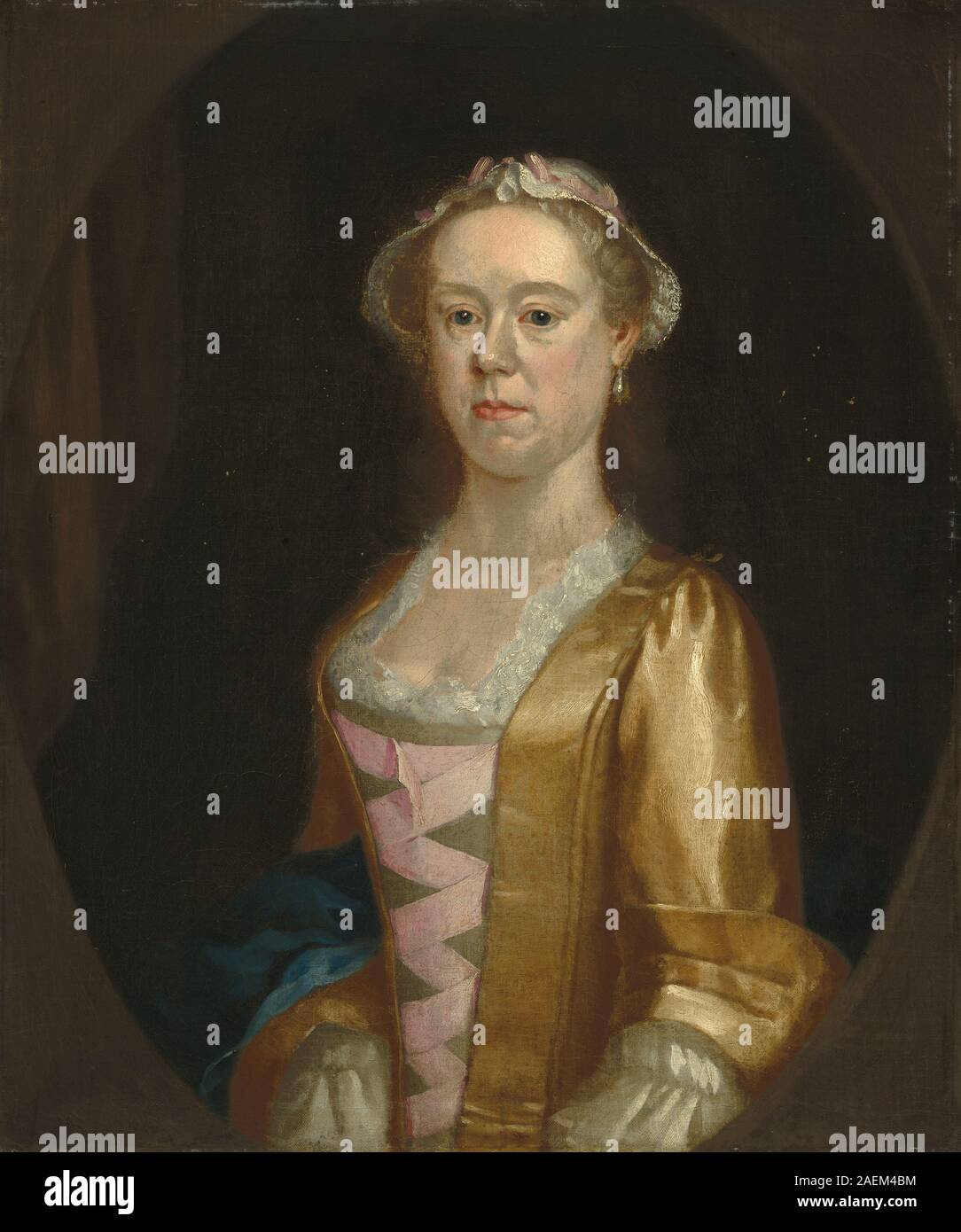 Portrait of a lady, British, 18th century, c. 1730-1750, showing figure ...