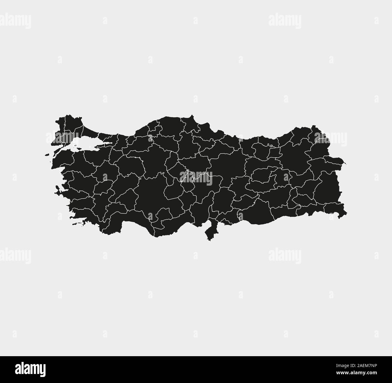 Turkey map, states border map. Vector illustration. Stock Vector