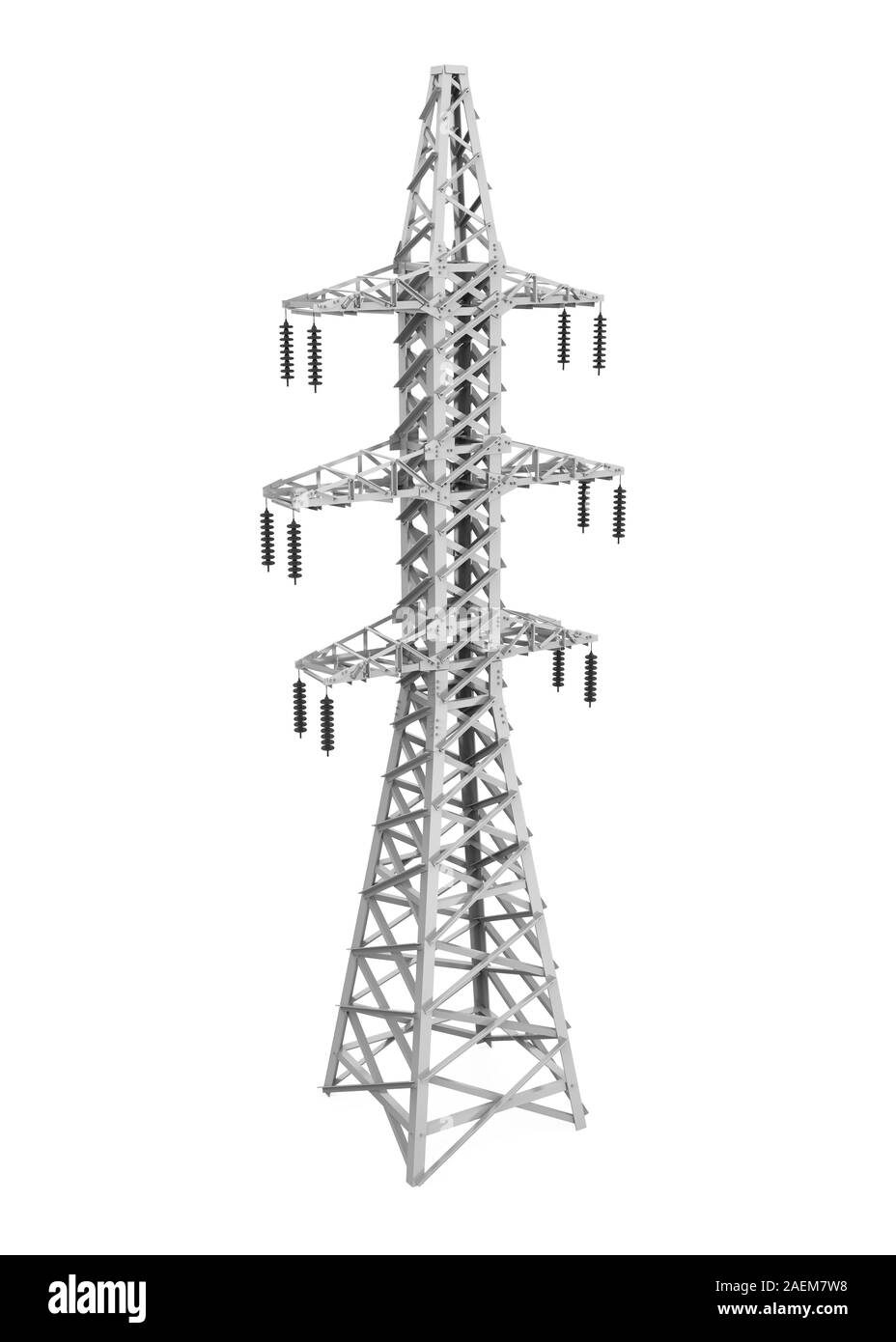 Electric Power Transmission Tower Isolated Stock Photo Alamy