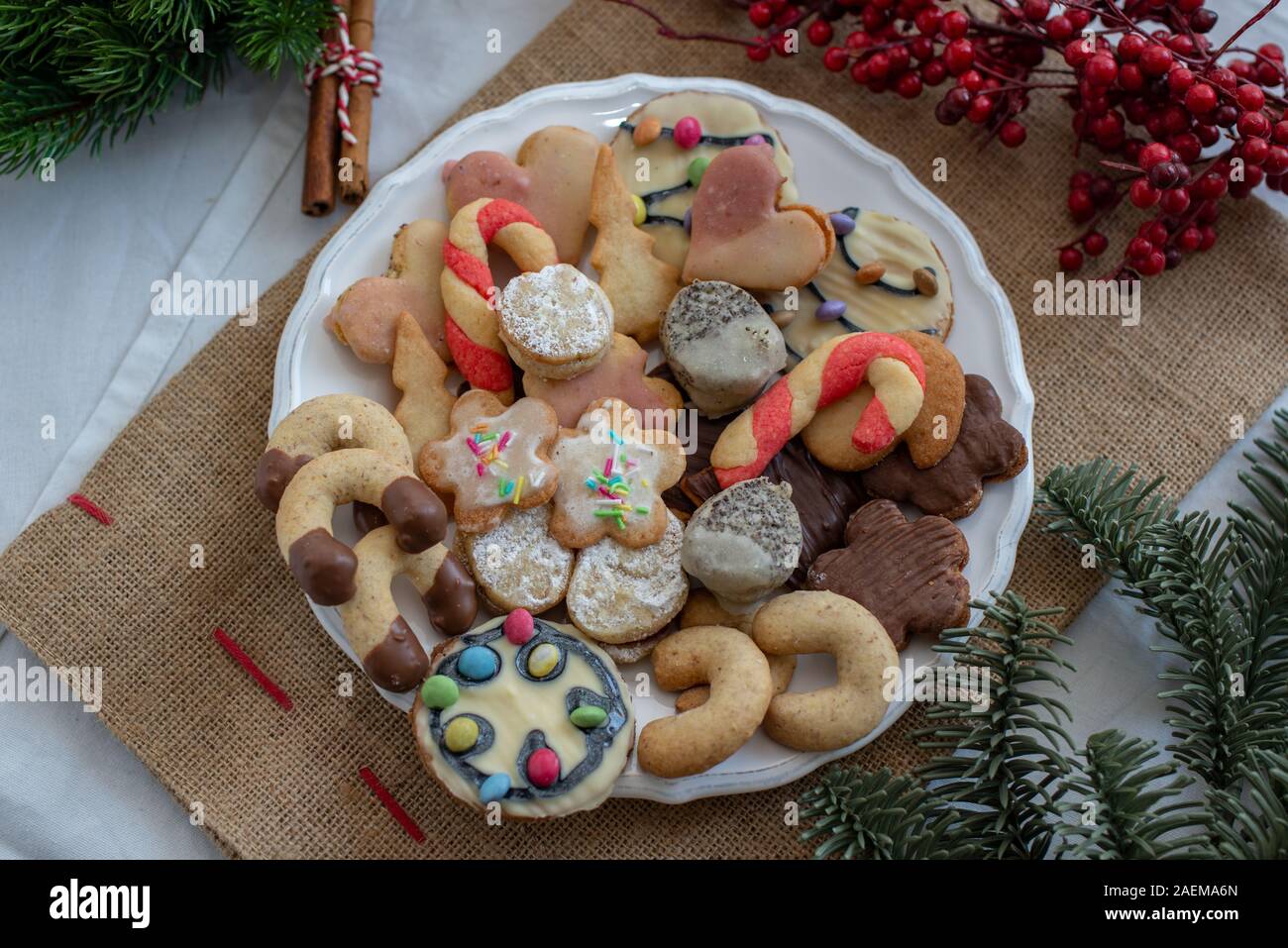 Traditional German Christmas Cookies Stock Photo