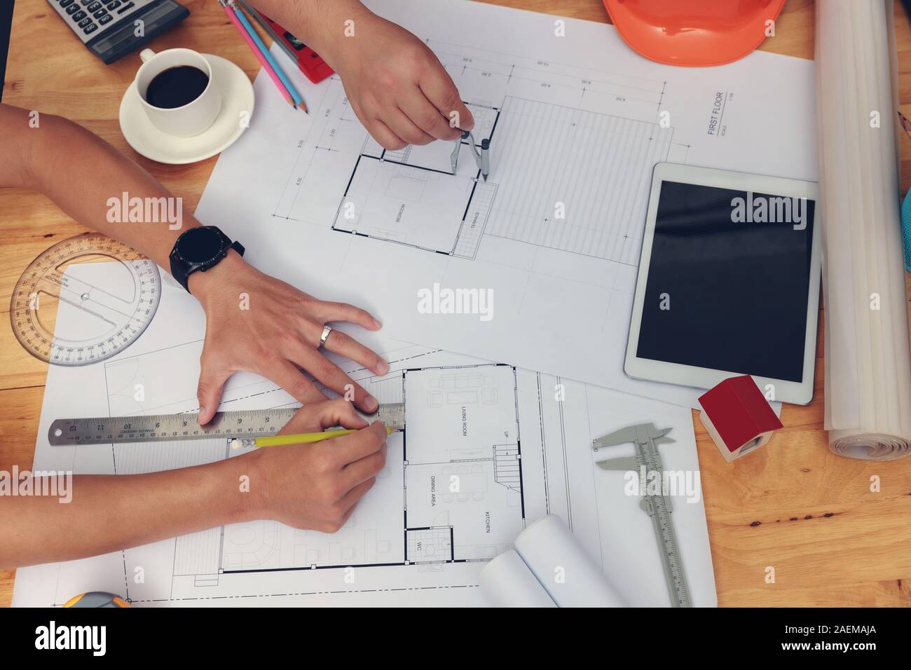 Engineer and Architect concept, Engineer Architects and Interior ...