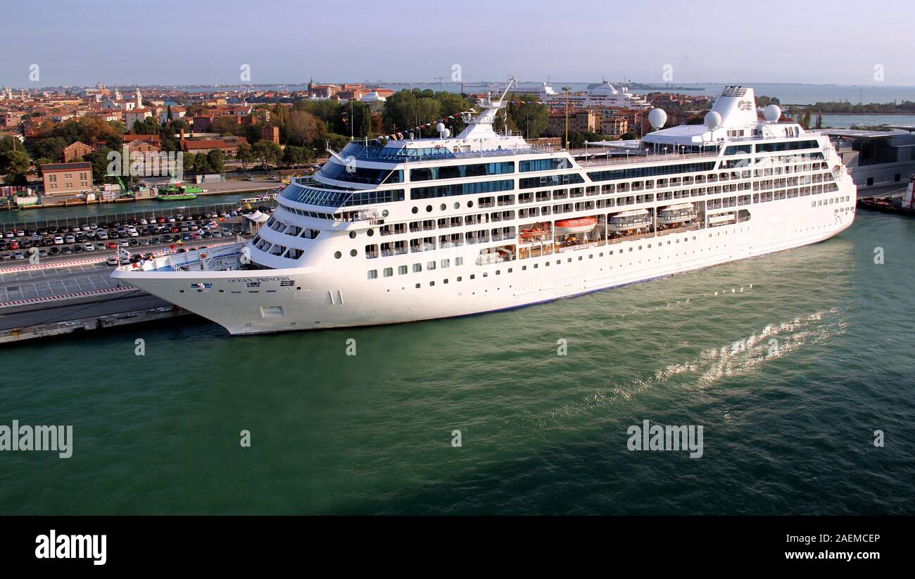 Ocean Princess Cruise Ship Moored In Venice Italy Stock Photo Alamy