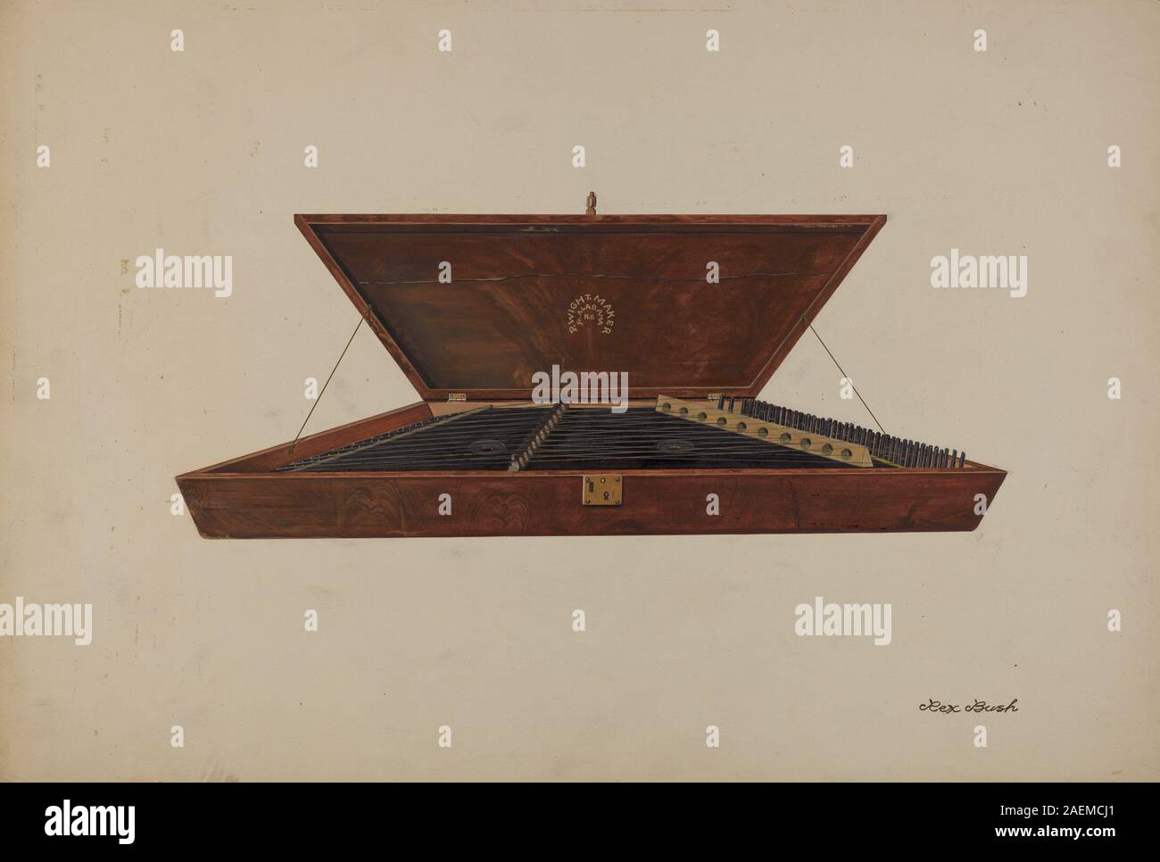 Dulcimer by Rex F. Bush, circa 1937, depicts a stringed musical ...