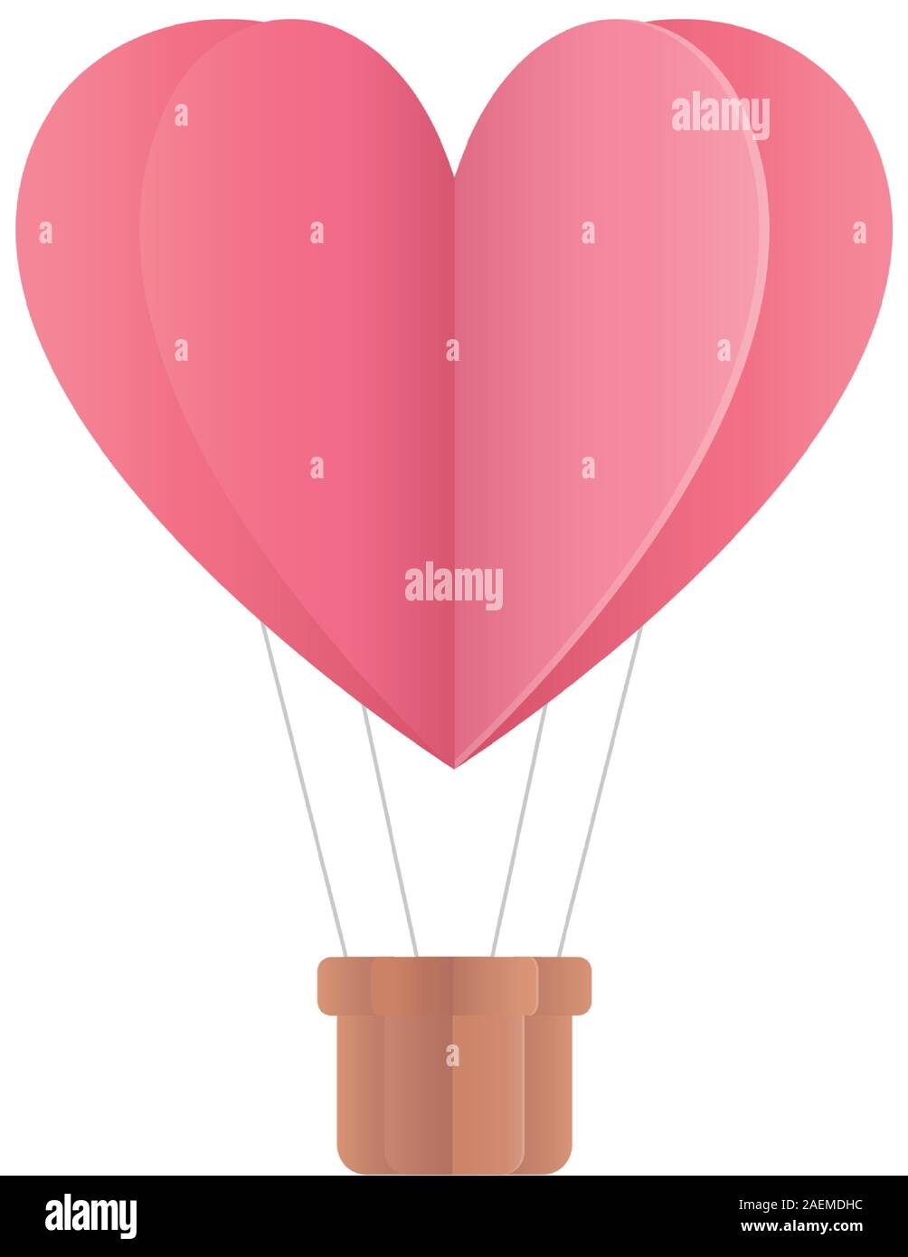 happy valentines day hot air balloon shape heart origami paper vector ...
