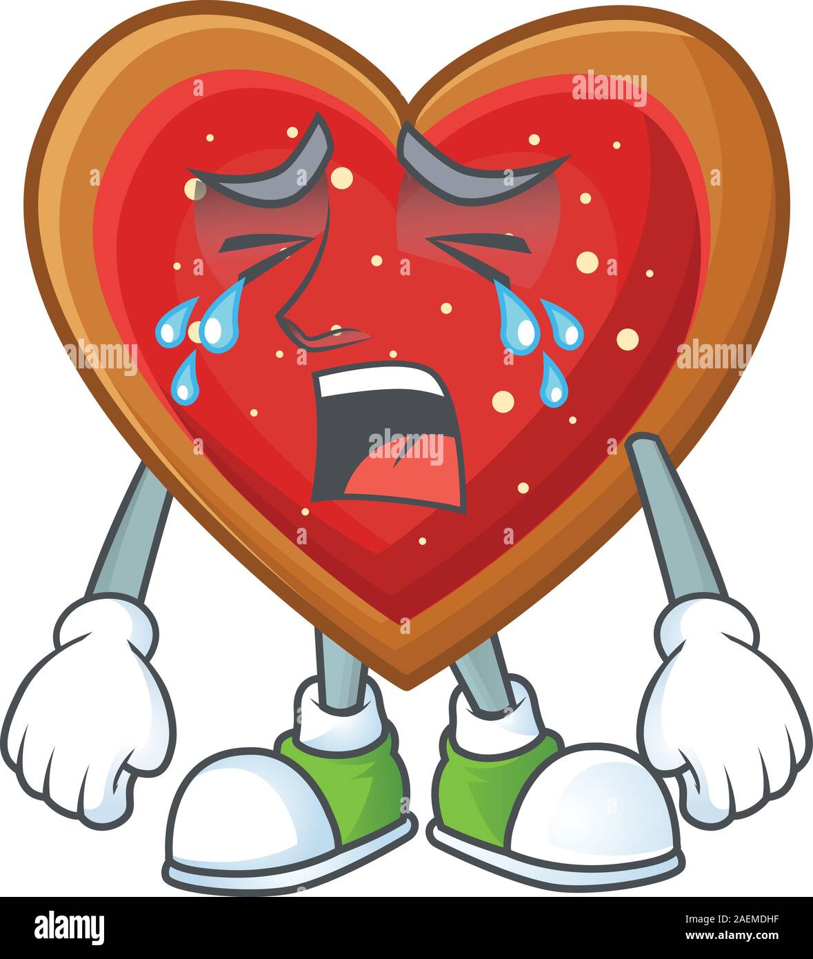Sad Crying love cookies cartoon character design style Stock Vector