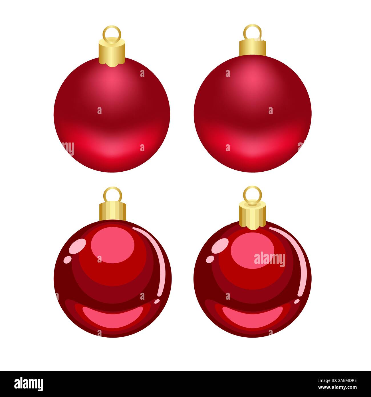 Christmas red cartoon and mesh vector ornaments isolated on white