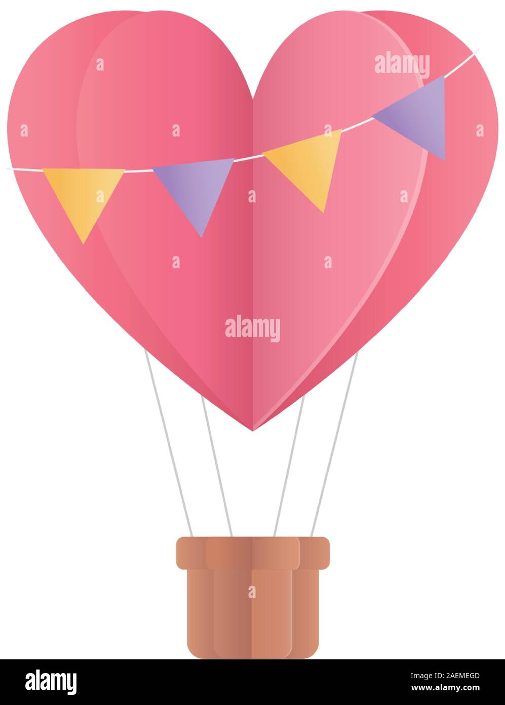 happy valentines day hot air balloon shape heart buntings origami paper ...