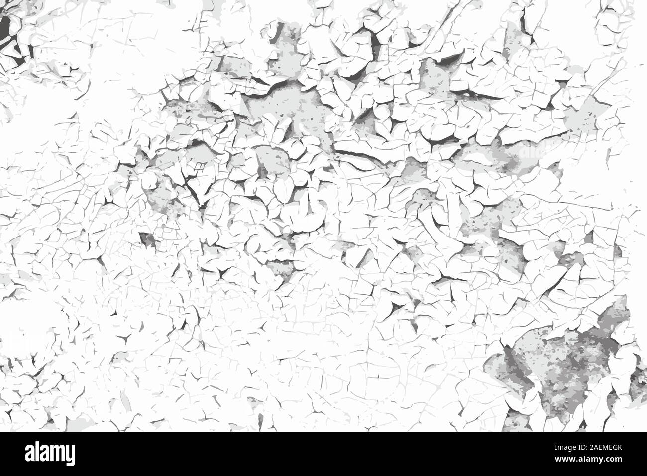 Old cracked paint background. Grunge vector black and white texture template for overlay artwork. Stock Vector