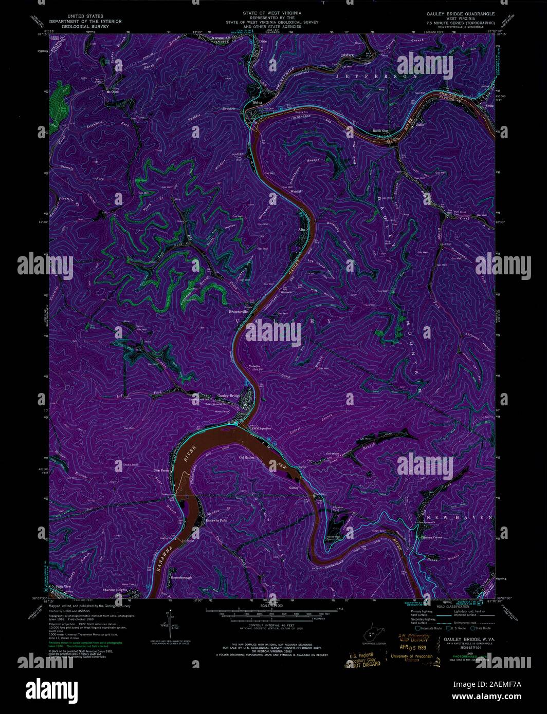 WV Gauley Bridge 700737 1969 24000 Inverted Stock Photo Alamy