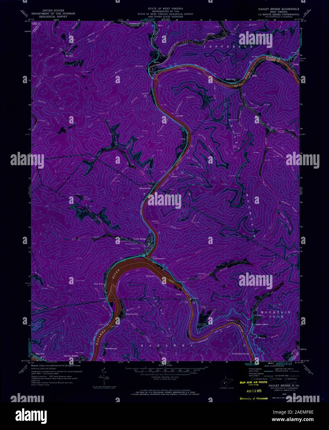 WV Gauley Bridge 700738 1969 24000 Inverted Stock Photo - Alamy