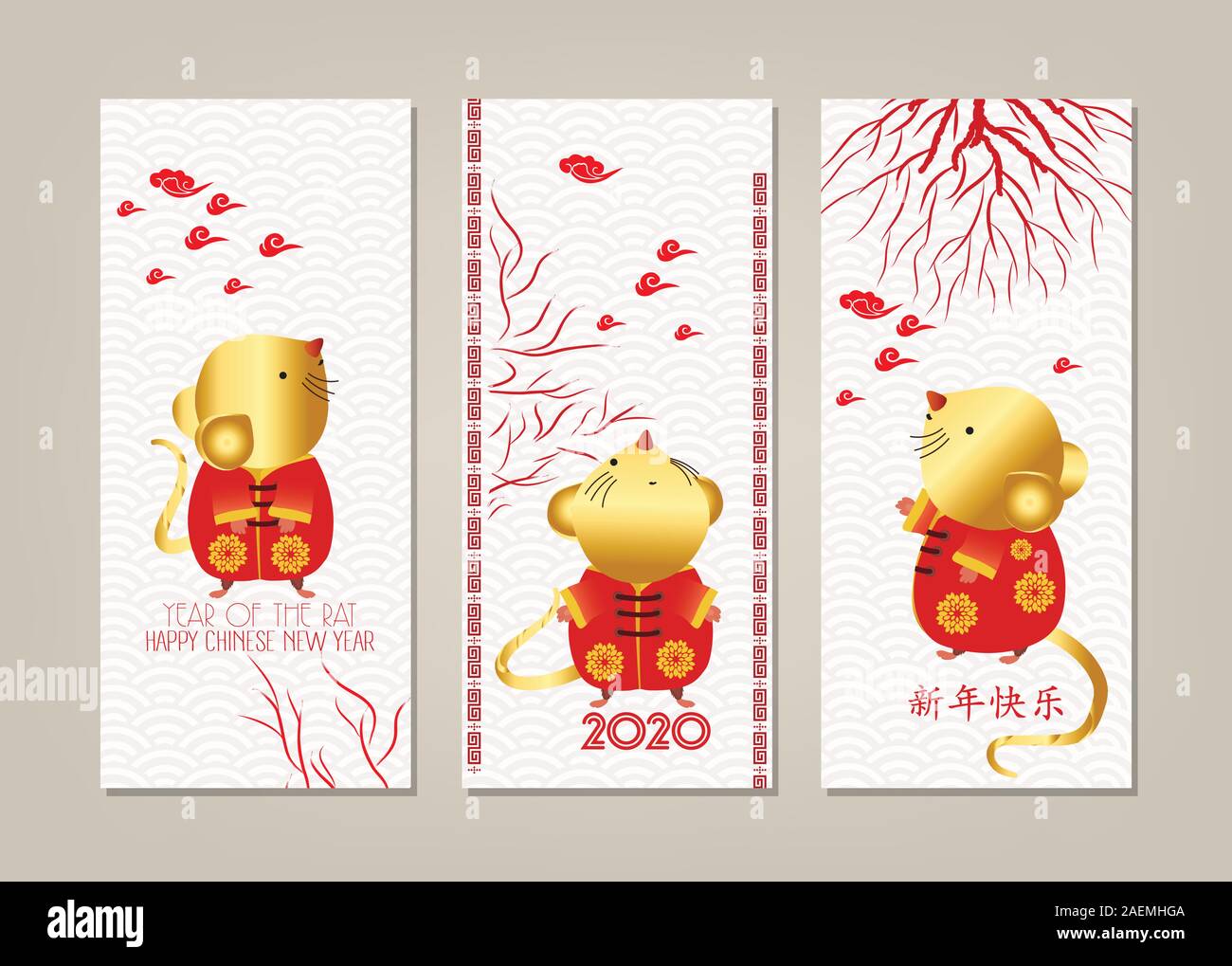 Cartoon cute rat carrying big Chinese gold Ingot. The year 2020 of the ...