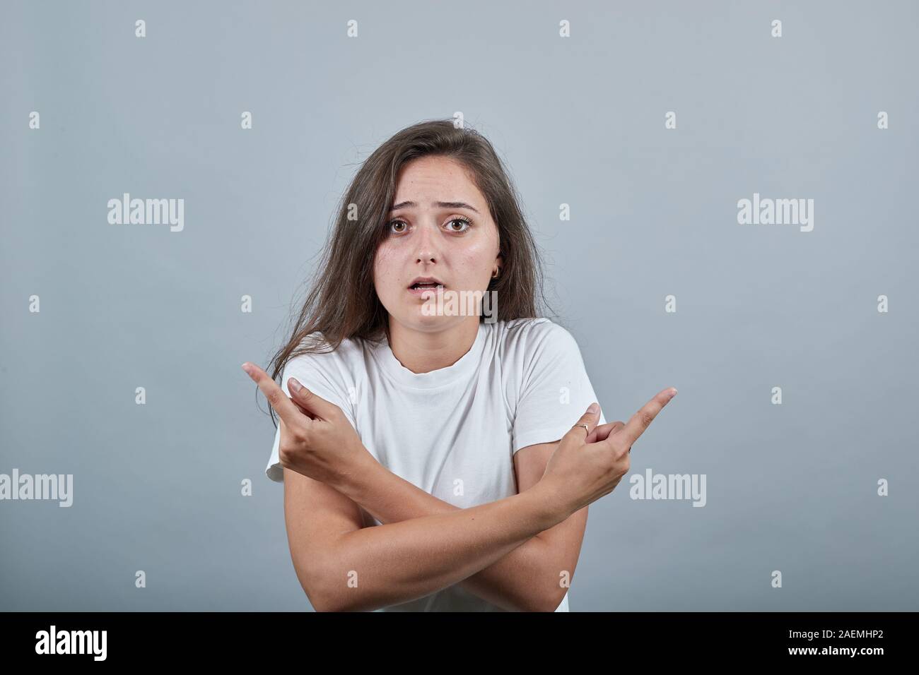 Human hand pointing finger question hi-res stock photography and images ...