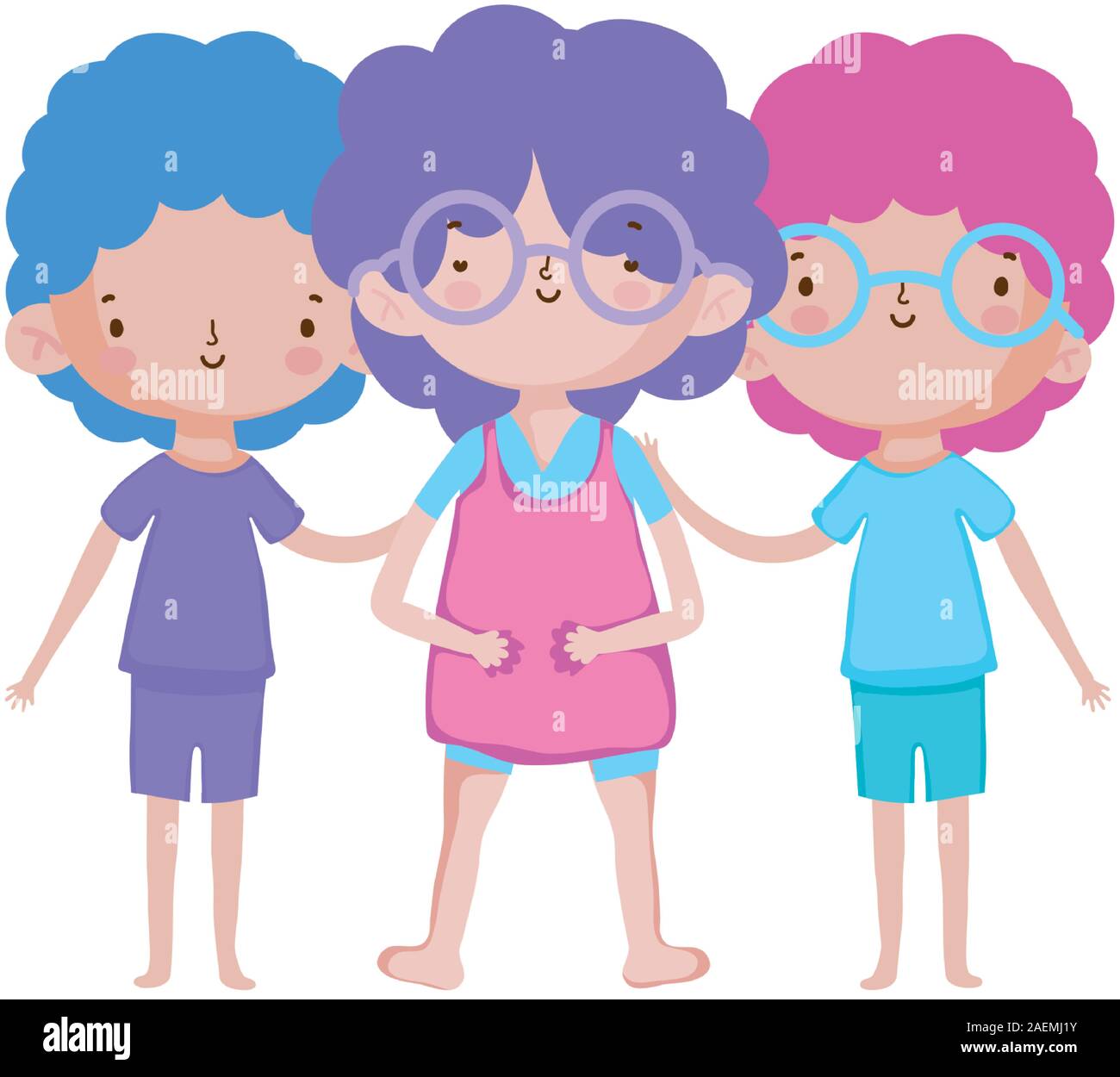 group little boys together cartoon character vector illustration Stock ...