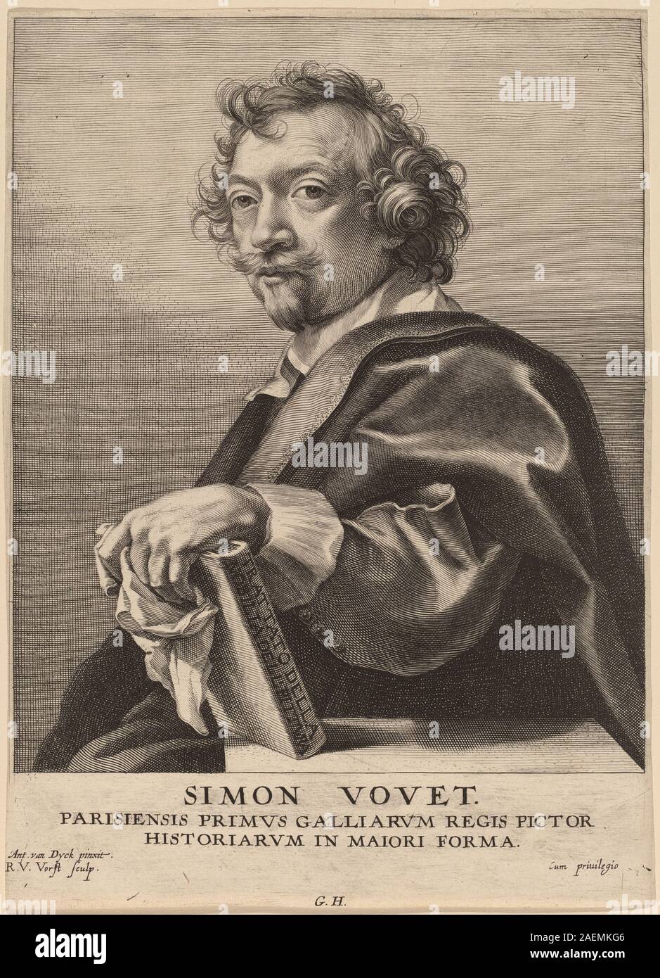Robert van Voerst after Sir Anthony van Dyck, Simon Vouet, probably 1626-1641, Simon Vouet; probably 1626/1641 Stock Photo
