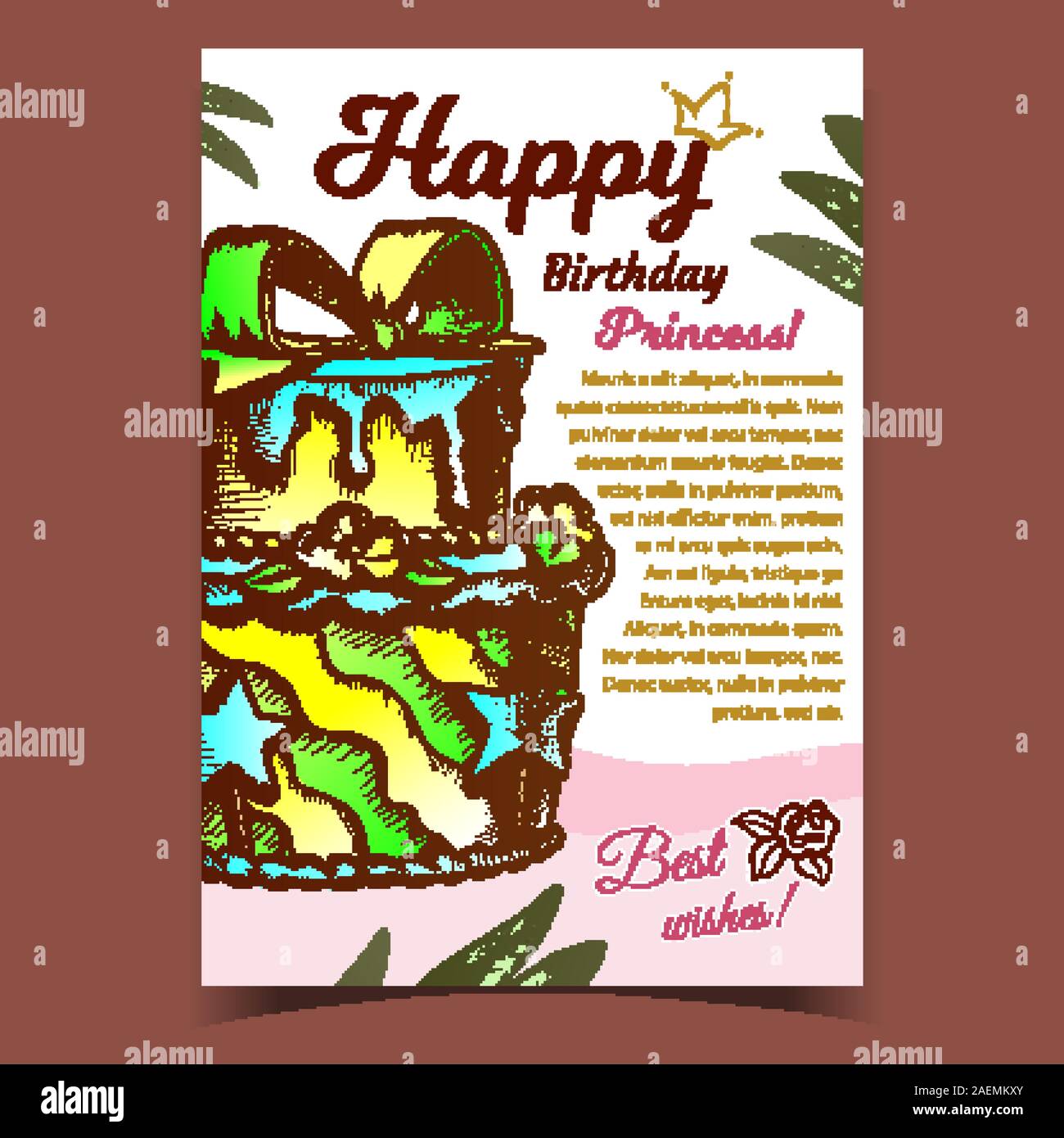 Birthday Cake Decorated With Bow Banner Vector Stock Vector Image & Art ...