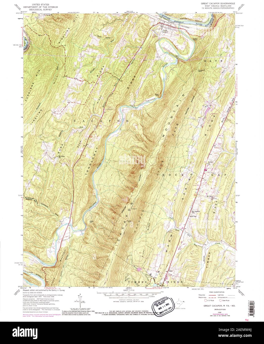 WV Great Cacapon 252986 1958 24000 Stock Photo Alamy