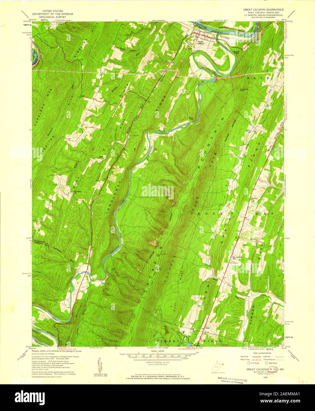 WV Great Cacapon 700794 1958 24000 Stock Photo Alamy