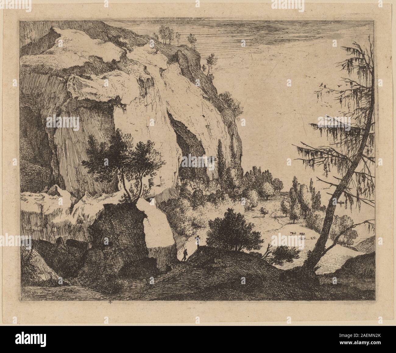 Promonient Tree Rogelant Roghman and Melchior Küsel's plate depicts a rocky landscape ...