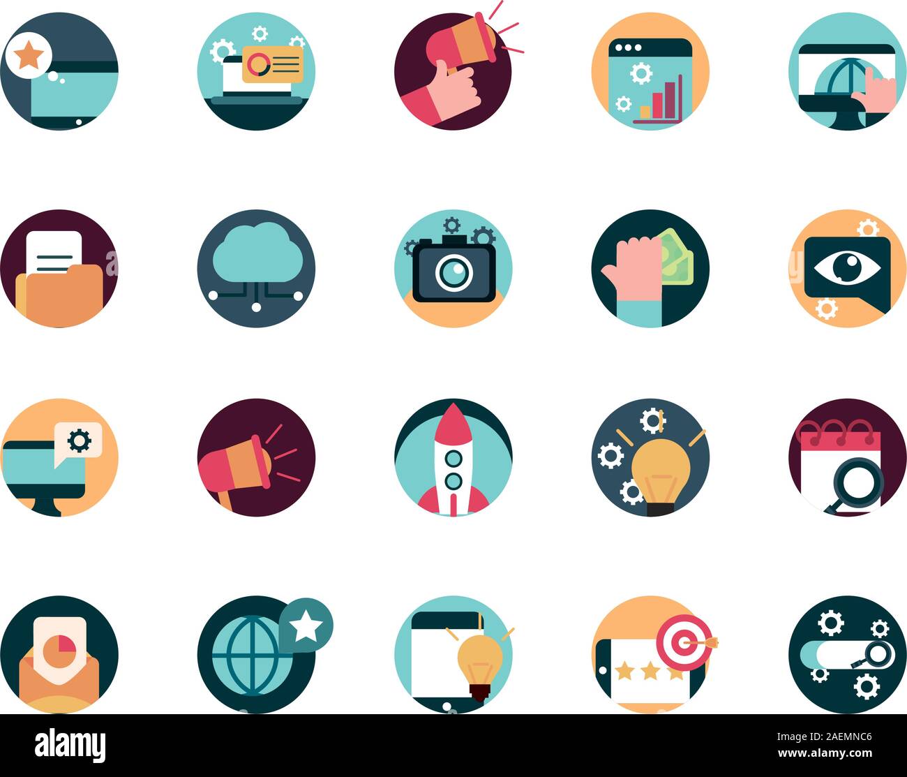 digital marketing advertising media icons set vector illustration Stock ...