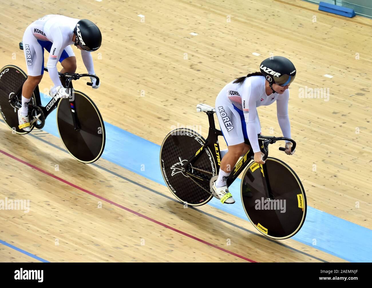 Cyclists compete at the 20192020 Tissot UCI Track Cycling World Cup in