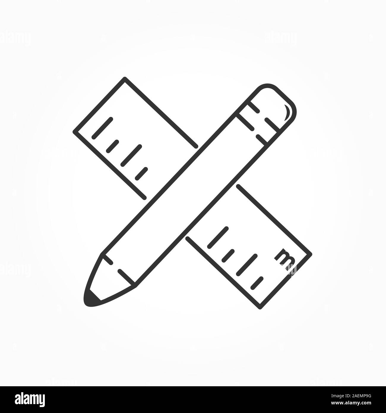 Editable vector pencil and ruler icon. Isolated style, simple design ...