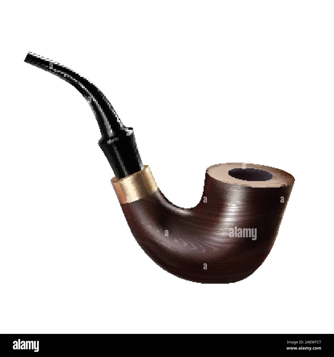 Tobacco Pipe Ancient Wooden Smoke Equipment Vector Stock Vector Image
