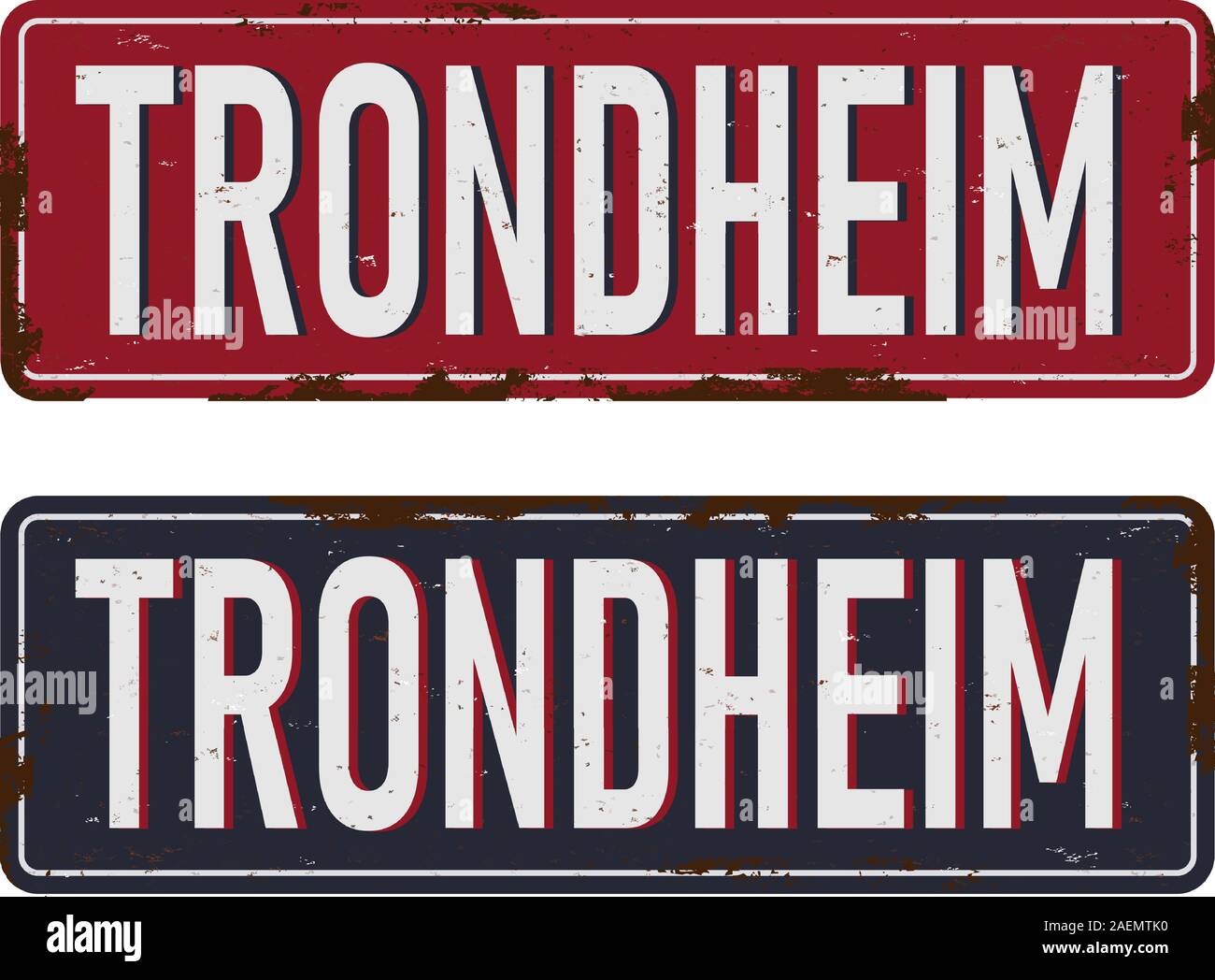 Trondheim road sign isolated on white background. Stock Vector