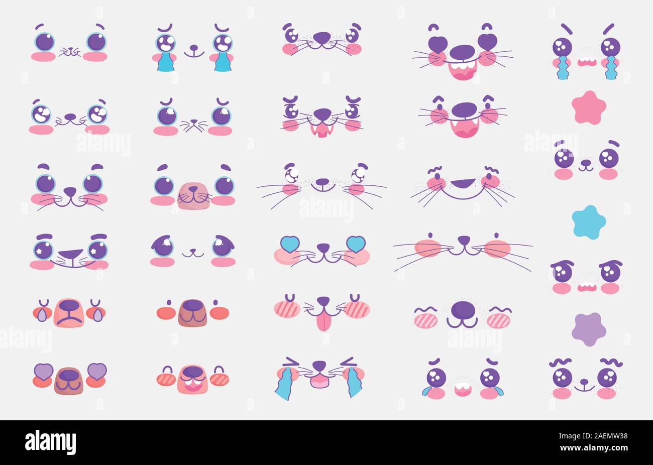 emojis kawaii cartoon comic animals faces set vector illustration Stock Vector Image & Art Alamy