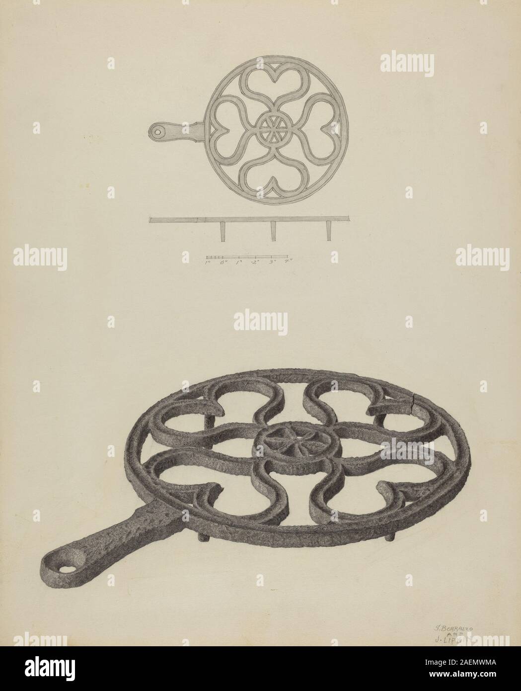 Salvatore Borrazzo and Jacob Lipkin, Pa German Trivet, c 1940, Pa