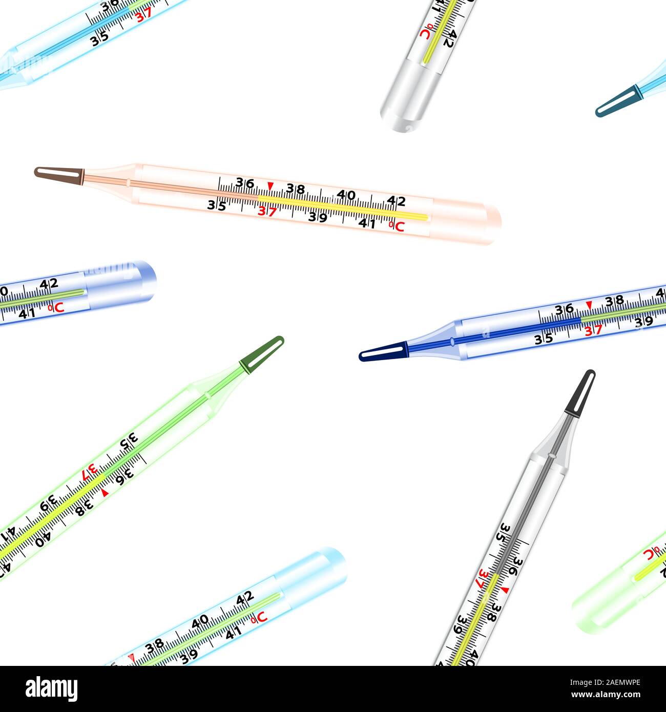 Seamless wallpaper the medical glass mercury thermometer vector