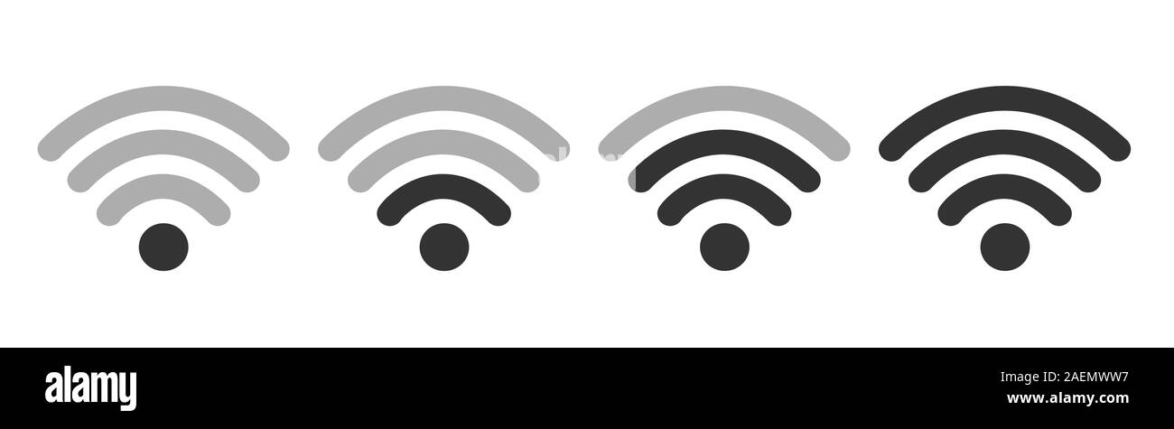 Wifi Wireless W lan Internet Signal Flat Icons For Apps Or Websites - Isolated On white Stock Vector
