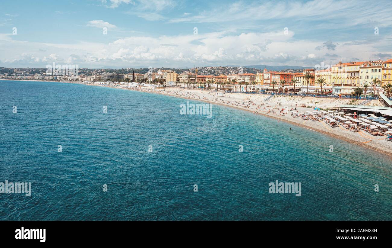 The public baths Plage de Castel and Plage des Ponchettes in the city of Nice in France Stock Photo