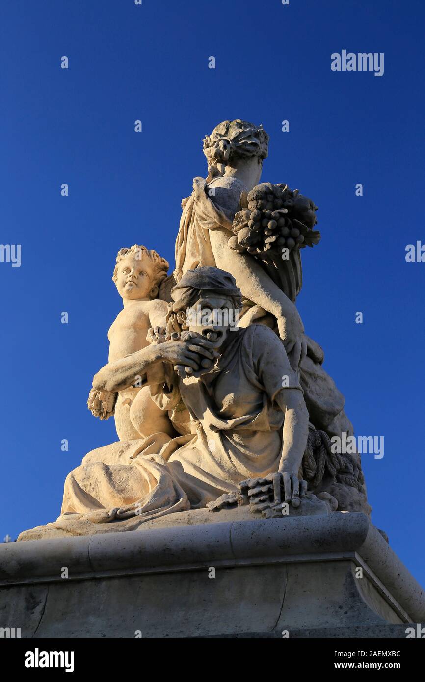 Statues in the gardens around the Chateau de Versailles, France. Stock Photo