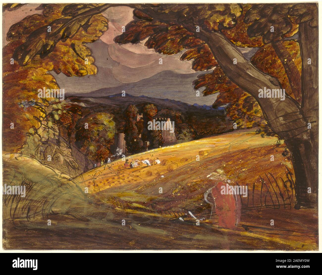Samuel Palmer, Harvesters by Firelight, 1830, Harvesters by Firelight; 1830 date Stock Photo