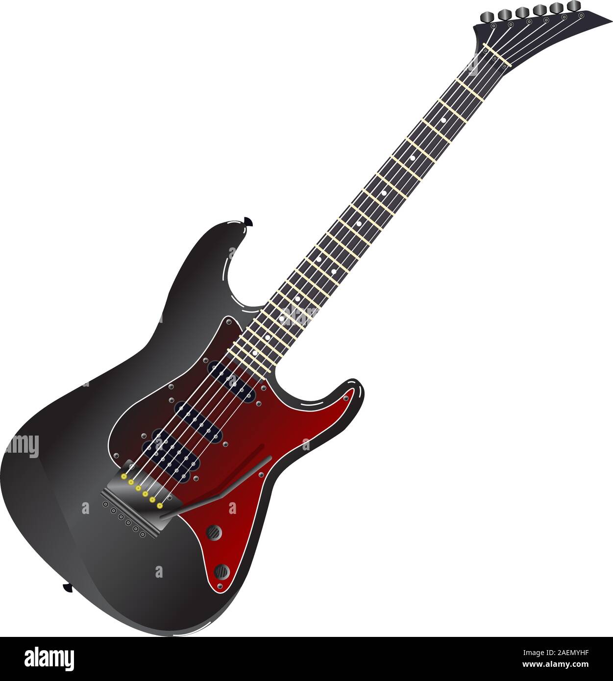 Black electric guitar on a white background Stock Vector Image & Art ...