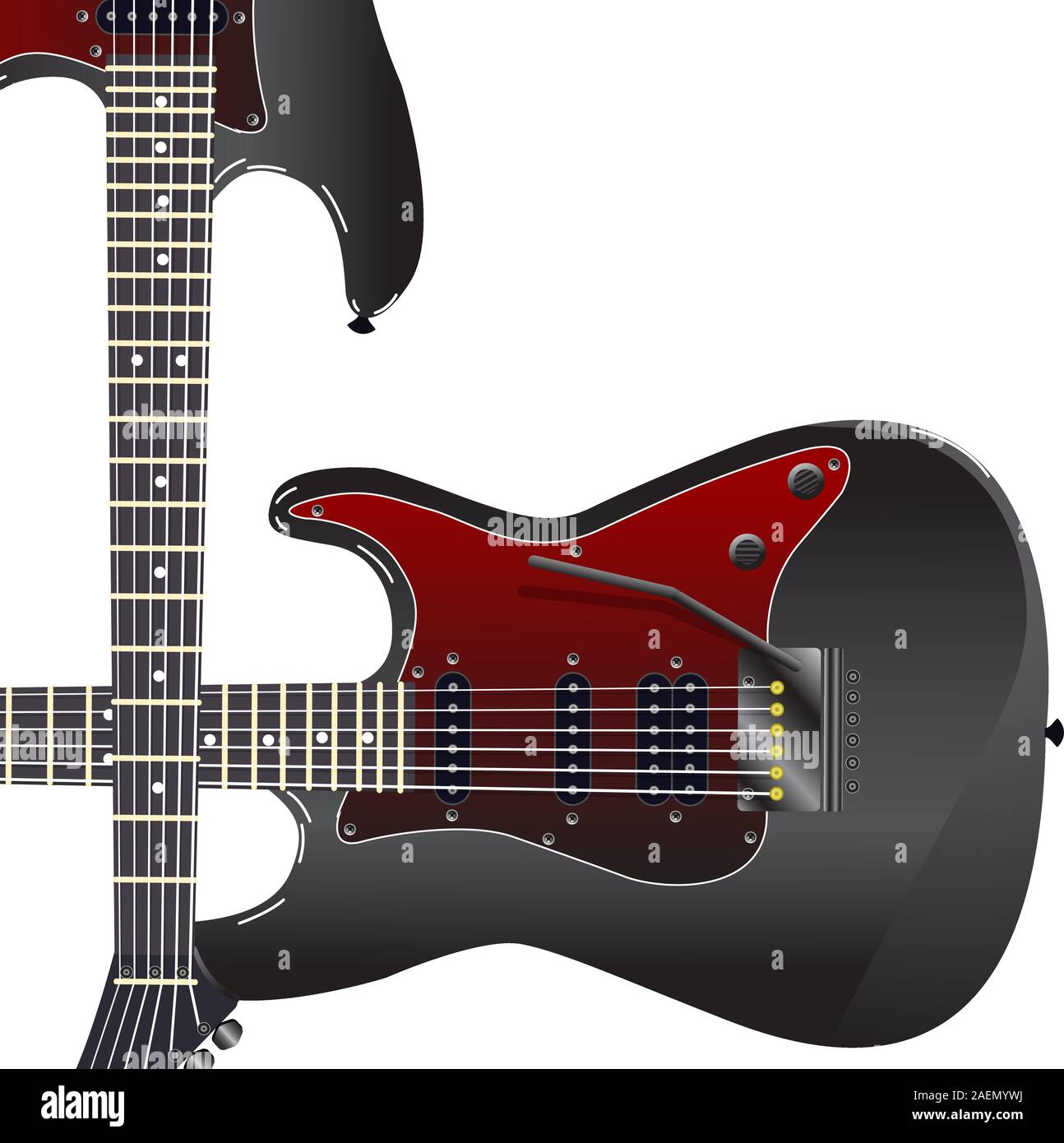 Black electric guitar on a white background Stock Vector Image & Art ...