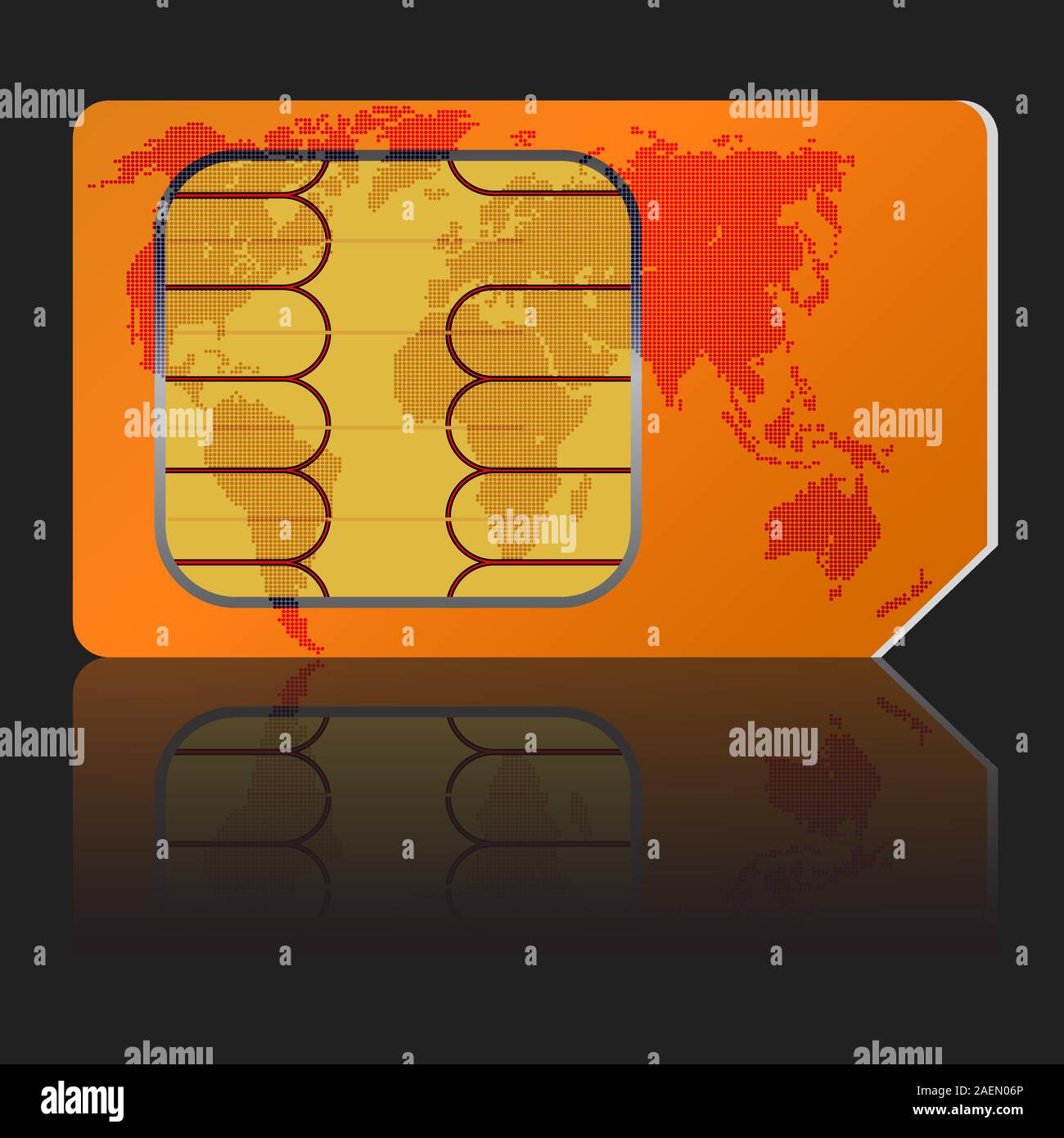 Sim card with a map of the world. Vector illustration Stock Vector ...