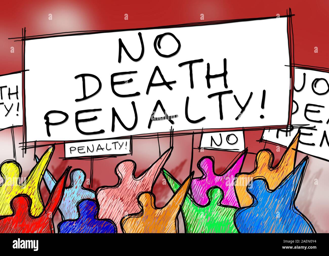 A group of people protesting against executions - concept image Stock Photo