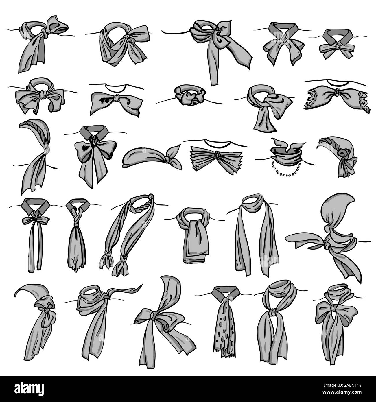 set of different neckerchiefs tied in different ways Stock Vector Image ...