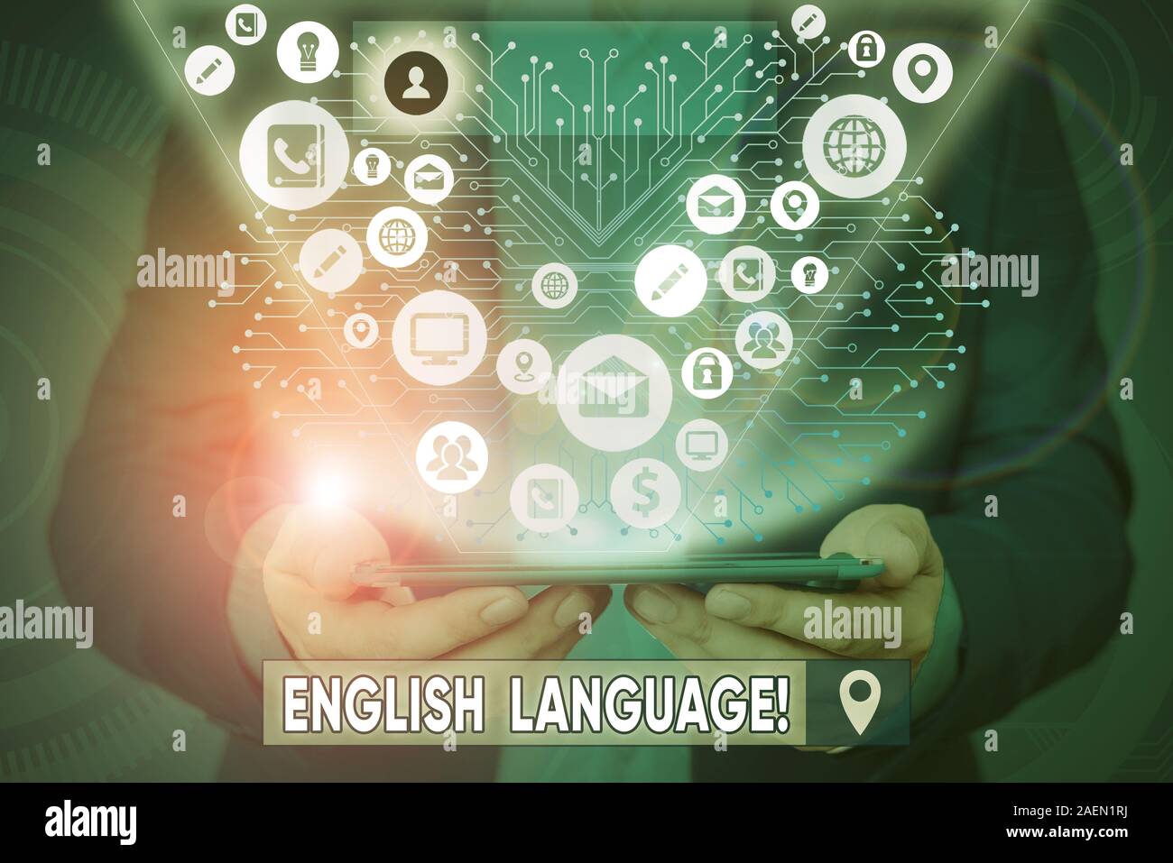 Text sign showing English Language. Business photo showcasing third spoken native lang in world after Chinese and Spanish Stock Photo