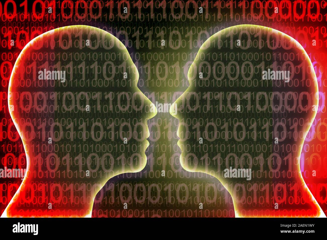 Human Code Head Human head with binary code on the background - concept image Stock ...