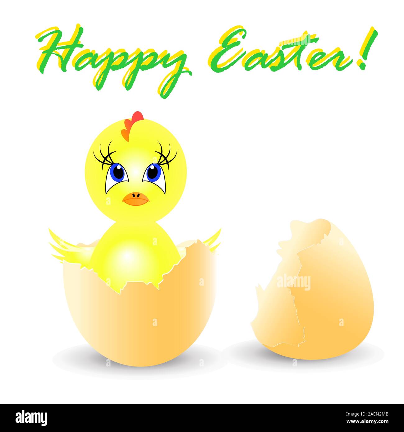 easter holiday illustration with chicken Sits in egg Stock Vector