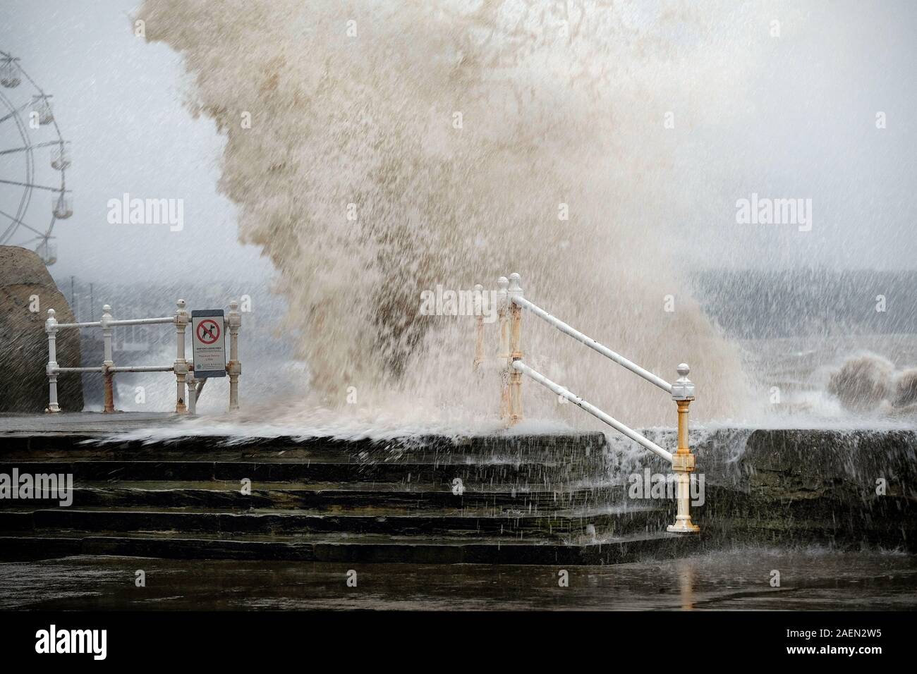Heavy rough seas at high tide at Bridlington, Yorkshire, UK. Stock Photo