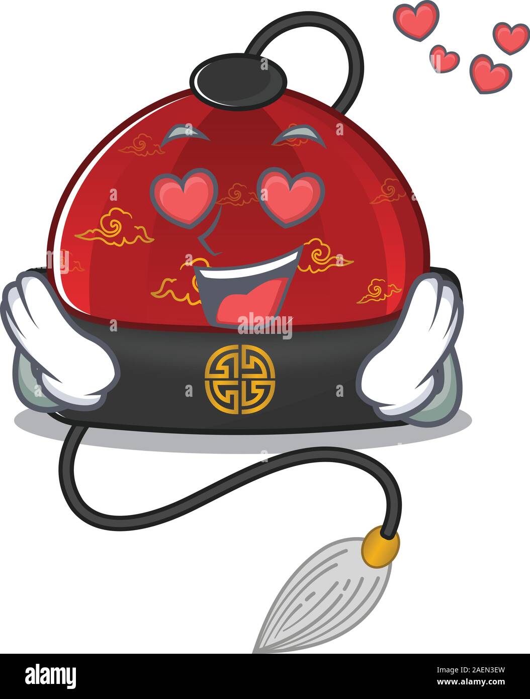 falling In love Happy cute traditional chinese hat cartoon design Stock ...