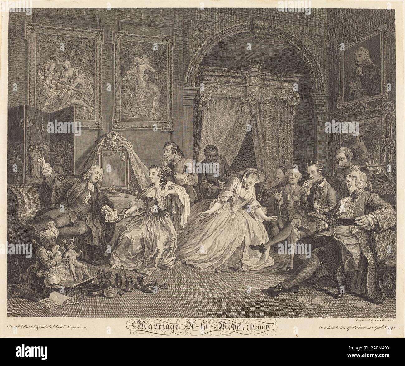 Simon Francois Ravenet I after William Hogarth, Marriage a la Mode - pl4, 1745, Marriage a la Mode: pl.4; 1745 date Stock Photo