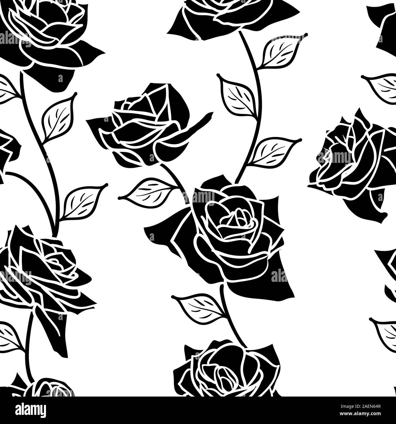 Beautiful seamless wallpaper with rose flowers, vector illustration ...
