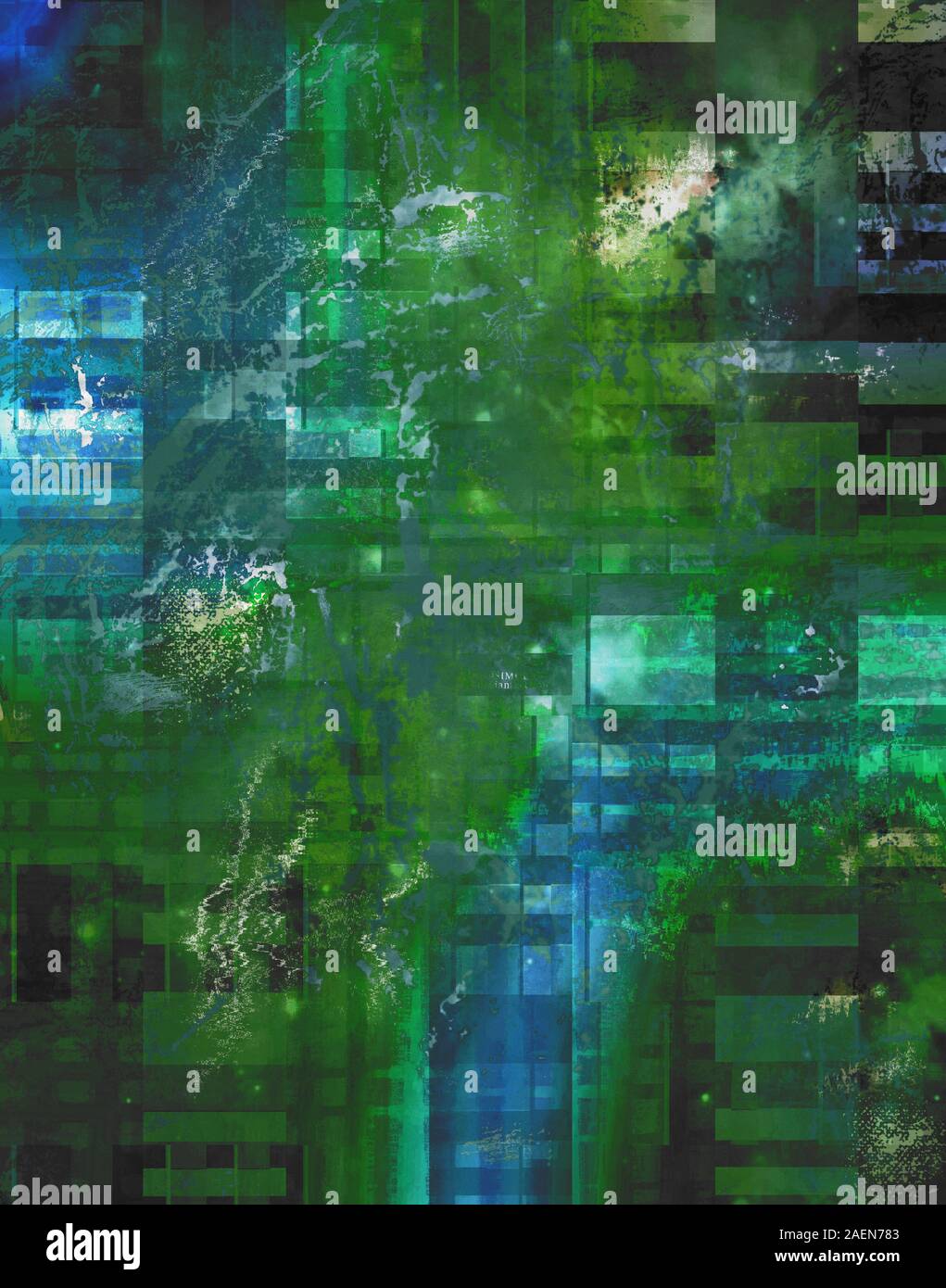 Distressed textured paper. Collection of colors, streaks & patches on background. Abstract backdrop. Poster & banner template. Glitch effect backdrop. Stock Photo