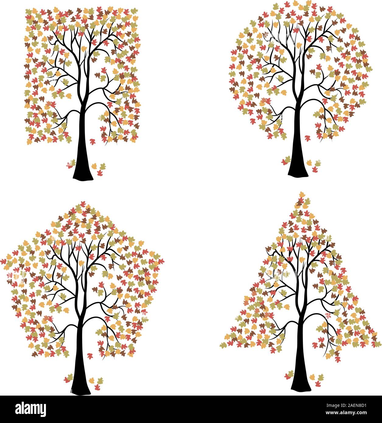 Trees of different geometric shapes. Vector set Stock Vector Image ...