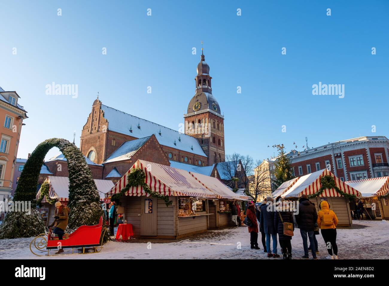Riga / Latvia - 03 December 2019: Christmas market at the Dome ...