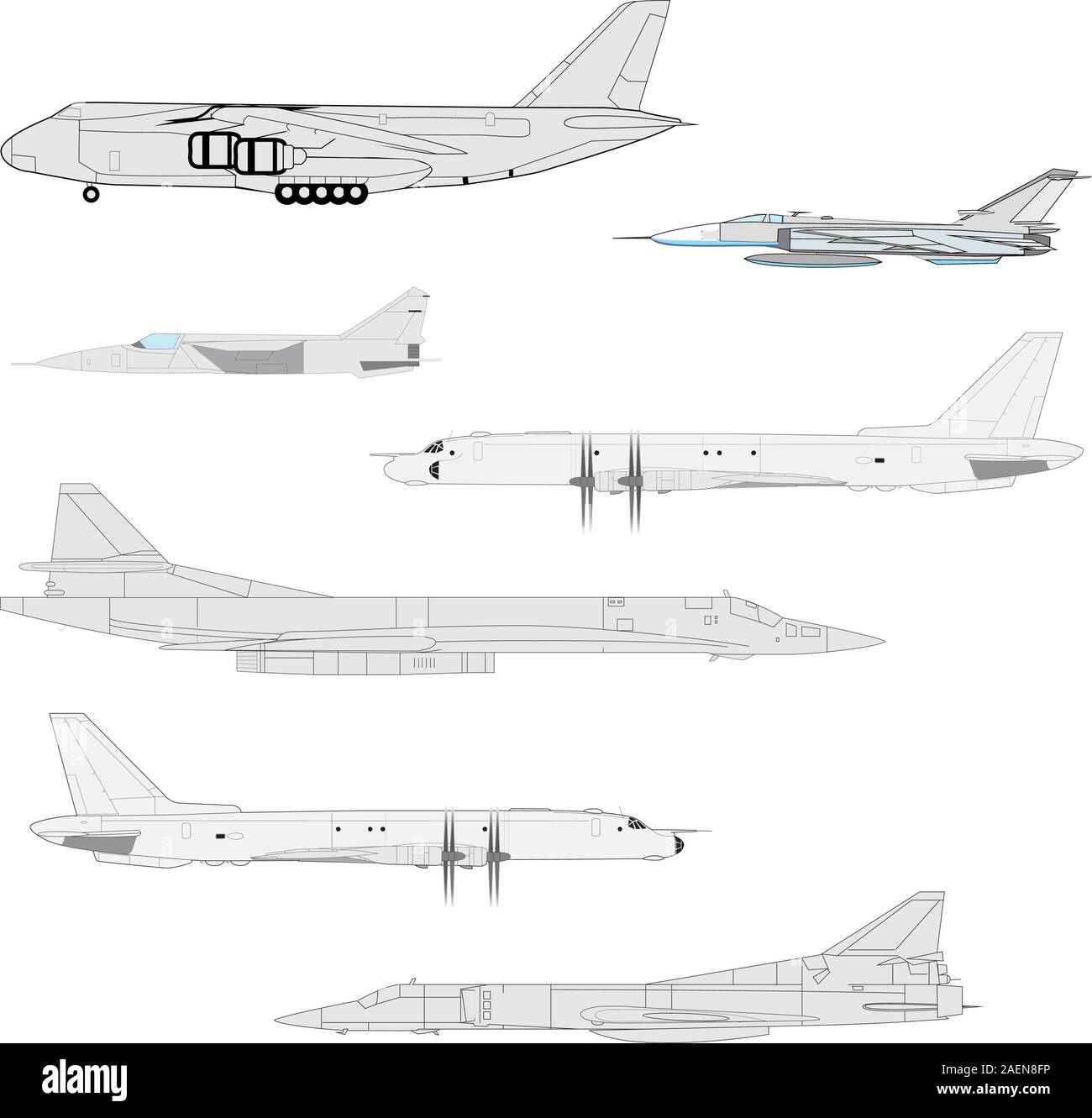 Combat aircraft. Team. Colored vector illustration for designers Stock Vector
